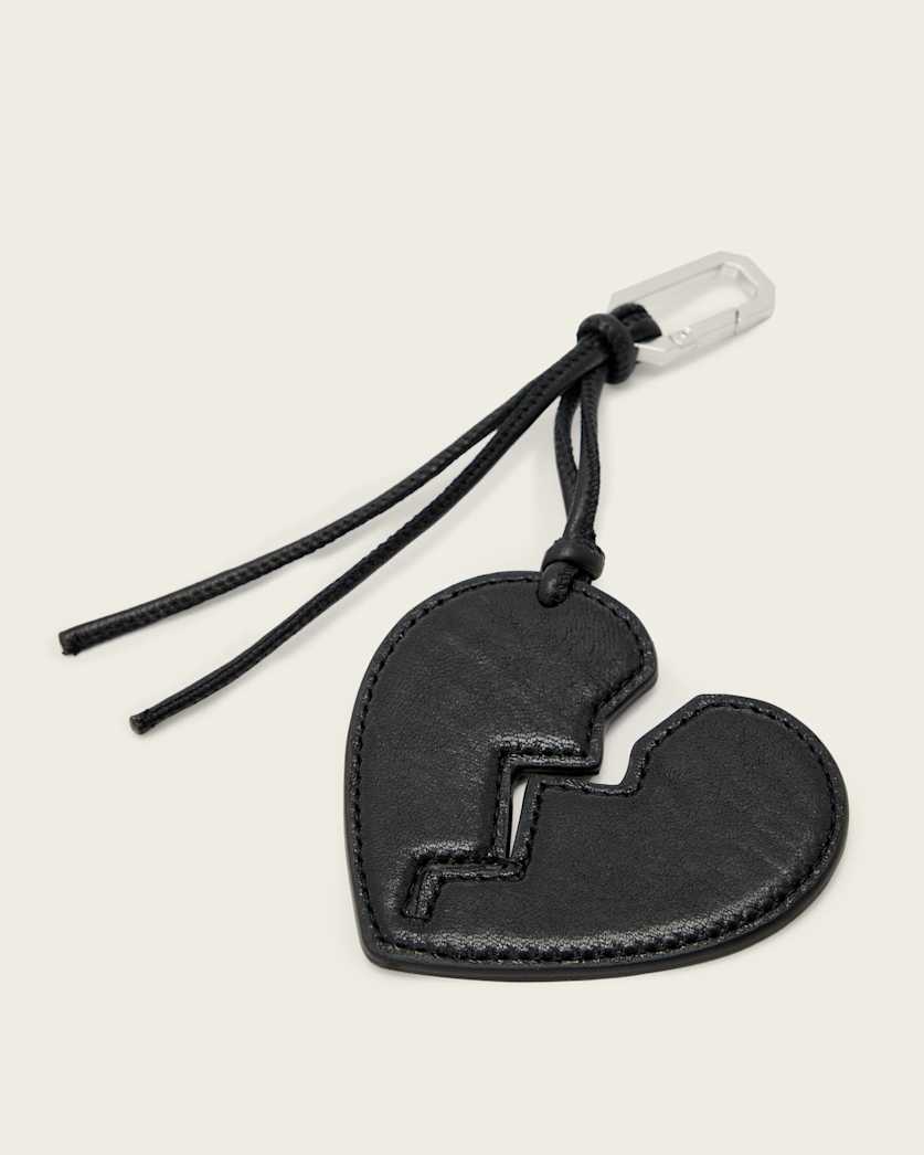Broken Heart Leather Keyring Black | ALLSAINTS US